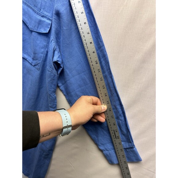 NWT J Jill XL Love Linen Blue Ginger Shirt Dress w/ Pockets Casual Lightweight - Picture 5 of 8